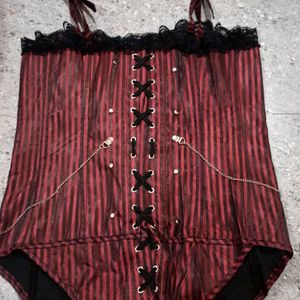 Gothic Red Stripped Pirate Corset