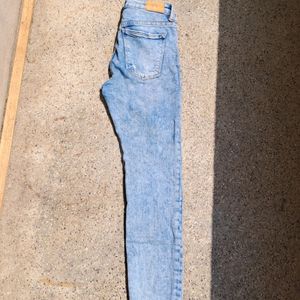 Heavily Washed Blue Distress Denim