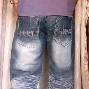 Men Trendy Regular Fit Blue Faded Jeans, 32 size