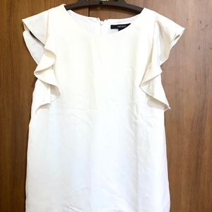 FOREVER 21 White Ruffle Armhole Top