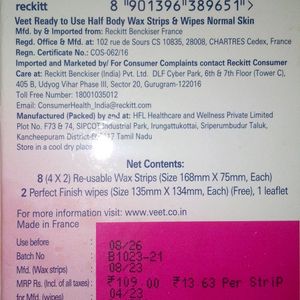 Veet Wax Strips Packed New