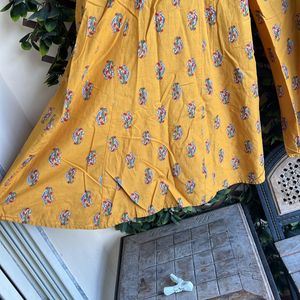 Mustard Yellow Color Printed Flaired Palazzo