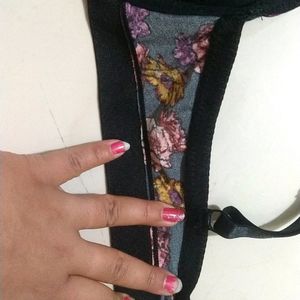 Black Flower Printed Padded Bra