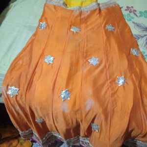 Orange Gotapti Lehnga Only