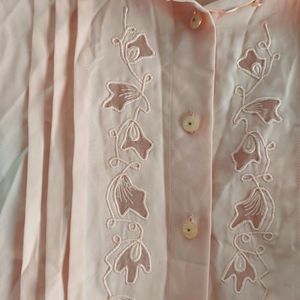 PEACH TIE UP SHIRT WITH LACE