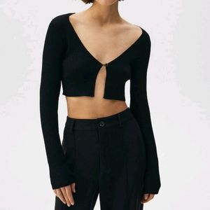 Crop Black Cardigan Like Jacket