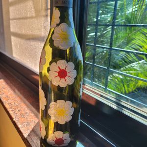 Wine Bottle With Floral Painting