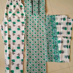 🛍️Printed Cotton Pant Kurta Dupatta Set🛍️🛒