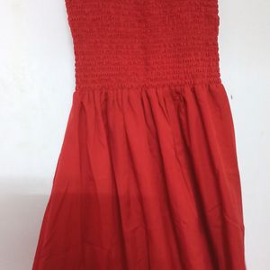 Red Dress With Shirt Like Overcoat