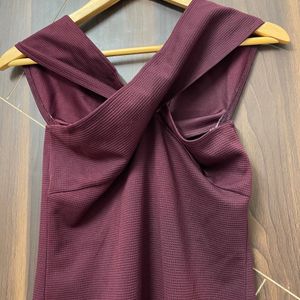 Sexy Bodycon Cris Cross Sleeve Maroon Dress