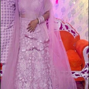 One Time Wear Bridal Lehenga Peach Shade