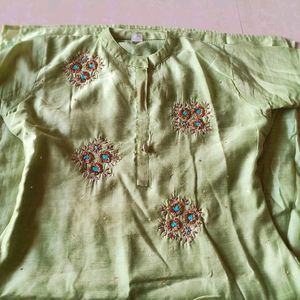 Beautiful  Rayon Silk Kurti With Aari Embroidery