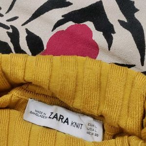 Zara Mustard Yellow Polo Neck Top