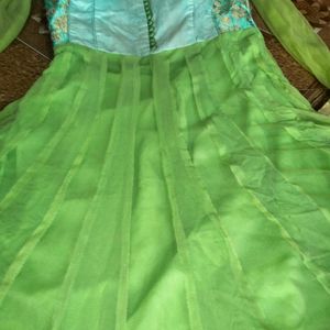 Mirror Work Full Flared Anarkali Set