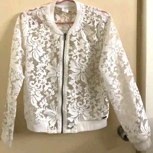 Vero Moda White Organza Bomber Jacket