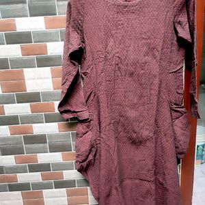 Maroon Flaird Side Pocket Full Sleev Kurta