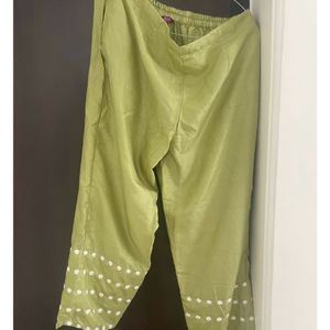 Green Embroidered Silk Blend Kurta,Plazzo,Dupatta