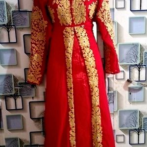 Red A Line Long Frock