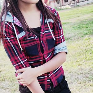 Red & Black Check Shirt For Women