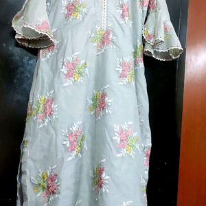 Silver Kurta Plazo Set Without Dupatta For 38 Bust