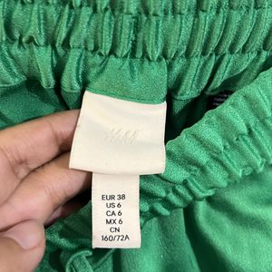 H&M Green satin Flared Pants