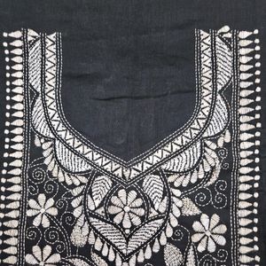 Cotton Hand Embroided kurta Cloth +matching Earrin