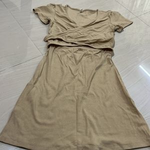 Beige Color Cris Cross Dress XS