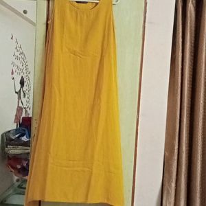 Mustard Yellow  Fish Cut Plain Kurta