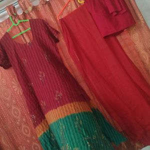 Long Kurti Churi Pant And Dupatta.