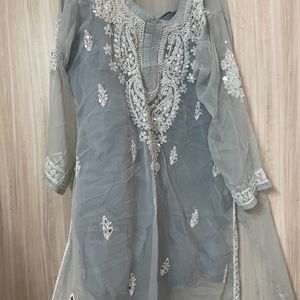 Mirror Work Chikankari Kurta