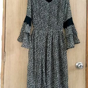 Black Kurta With Cheetah Print