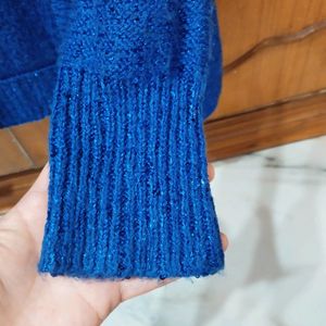 Blue Shinny Winter Shrug Sweater