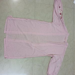 Pink Colour Shrug With Embroidery Designs