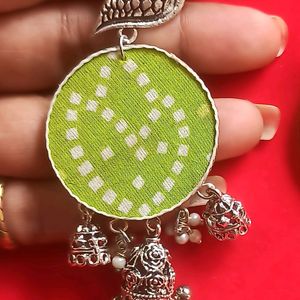 Light Green Bandhni Earrings