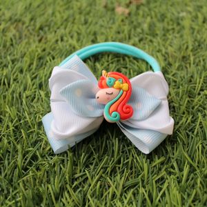 Grosgrain Unicorn Bow (Blue)