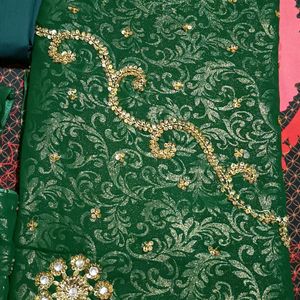 Dark Green Saree