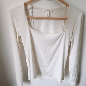 H&M White Full Sleeves Top