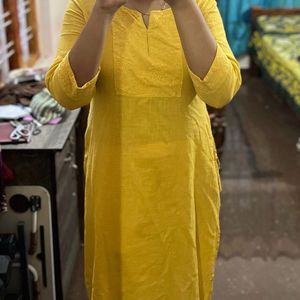 Mustard Straight Fit Kurta