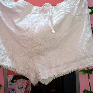 White Chikankari Shorts