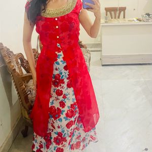 Navratri Red Floral Kurti 😍