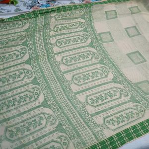 Green cotton saree