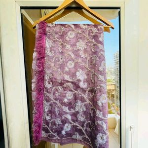 Embroided Lavender Color Beautiful Saree