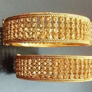 SET OF 2 - ETHNIC GOLDEN STONE BRACELET BANGLES