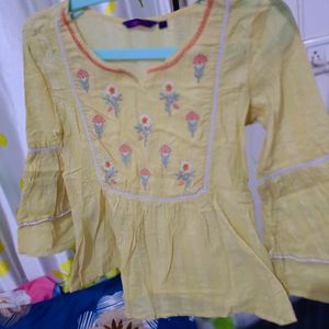 Cotton Yellow Branded Top