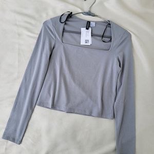 H&M Square Neck Grey Top/ SIZE-S