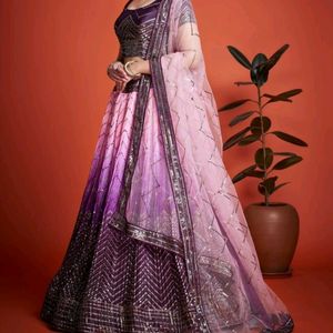 Purple Sequins Lahanga Choli