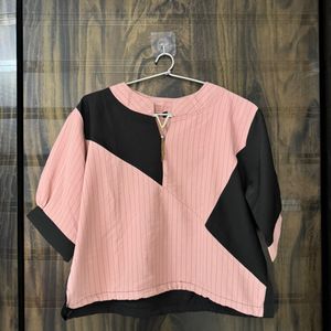 Basic peach Amd Black Crop Top