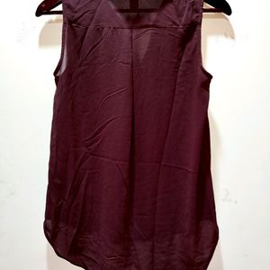 H&M Wine See Through Shirt Top