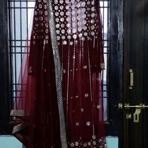 New Maroon Partywear Gown