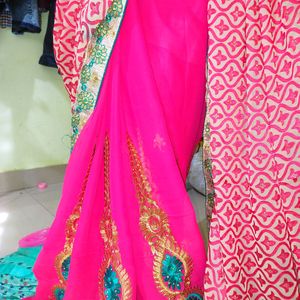 70% Off Today - Pink Saree with Stunning Design